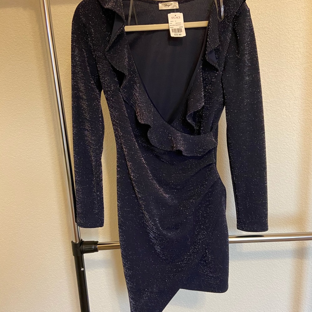 Agaci navy blue glitter dress
